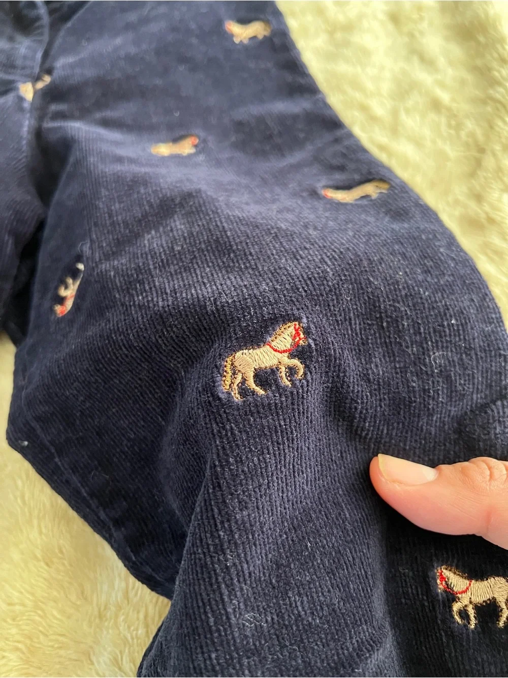 HARTSTRINGS Girl's Blue Corduroy Embroidered Horse Pants Size 5